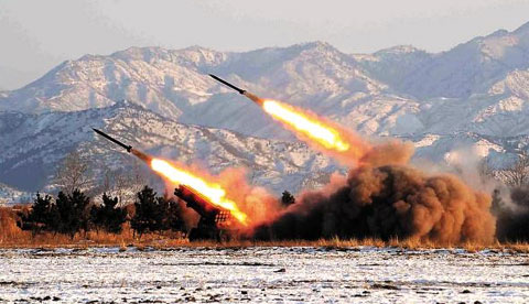 North Korea launching rockets